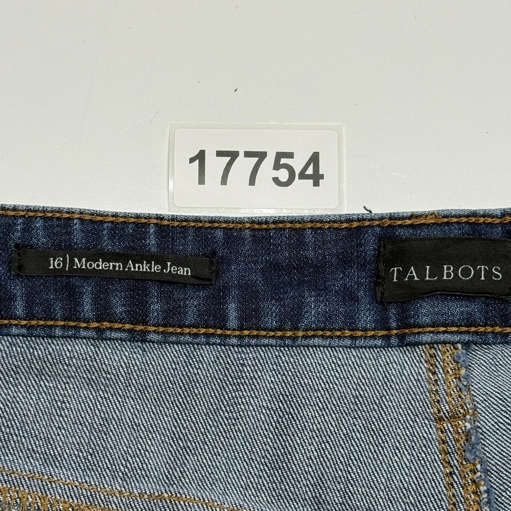 Talbots Jeans 16 Blue Modern Ankle Brown Velvet Stripe Stretch Measures 38X27 - Picture 9 of 9